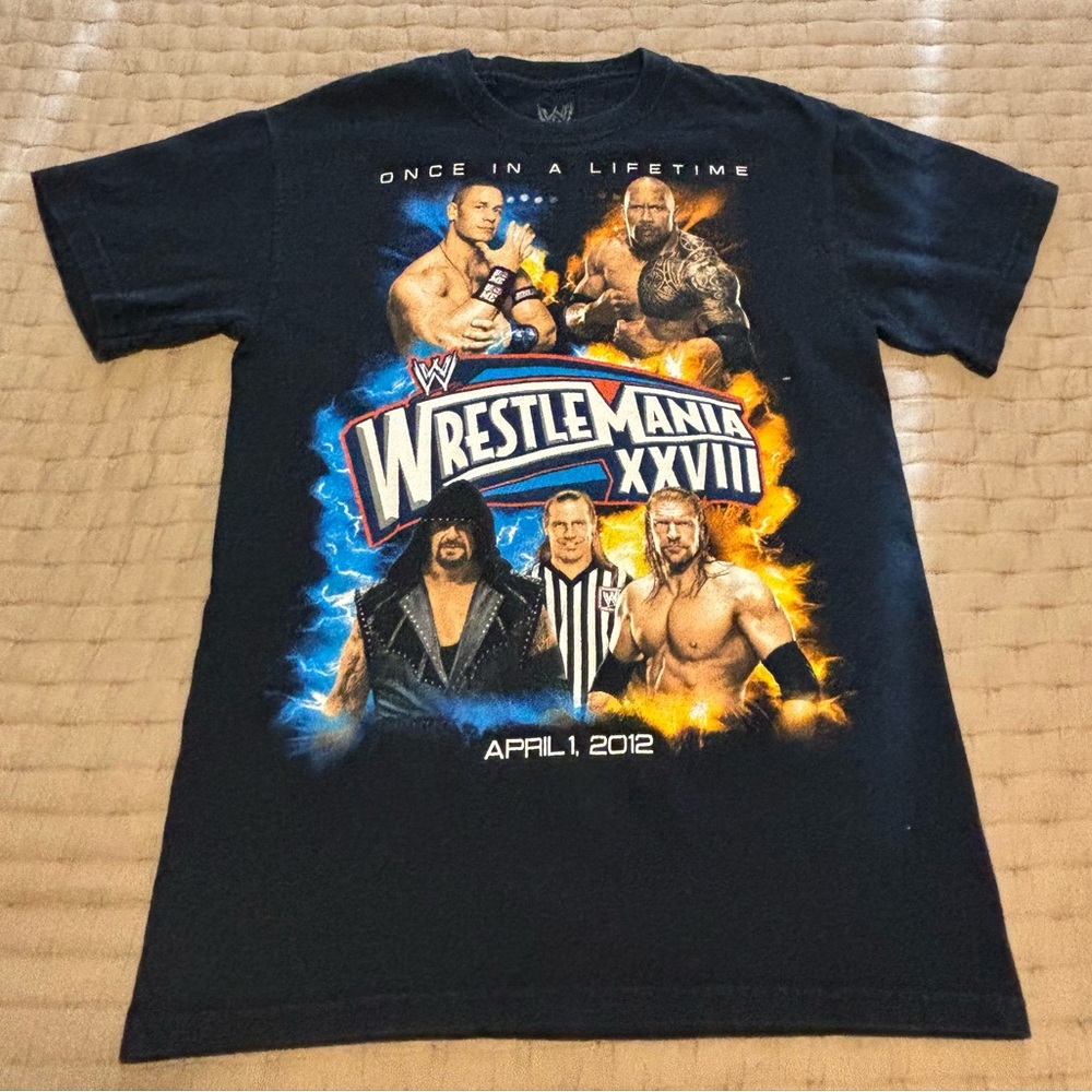 2012 Wrestlemania Promo T-Shirt Size S The Rock Undertaker John Cena Triple H